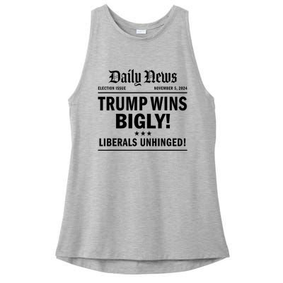 Trump Wins Bigly Headline Trump Wins 2024 Trump Victory Ladies PosiCharge Tri-Blend Wicking Tank