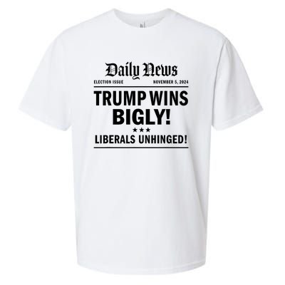 Trump Wins Bigly Headline Trump Wins 2024 Trump Victory Sueded Cloud Jersey T-Shirt