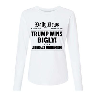 Trump Wins Bigly Headline Trump Wins 2024 Trump Victory Womens Cotton Relaxed Long Sleeve T-Shirt