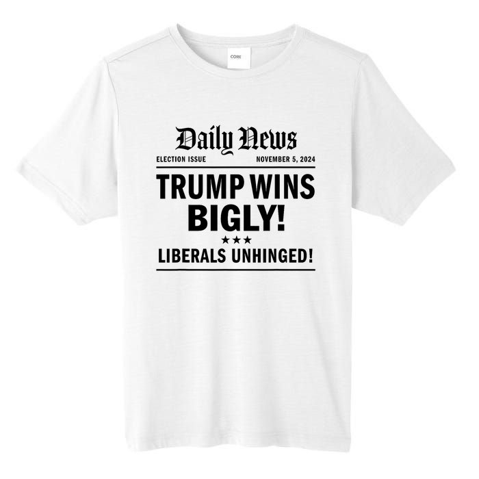 Trump Wins Bigly Headline Trump Wins 2024 Trump Victory Tall Fusion ChromaSoft Performance T-Shirt