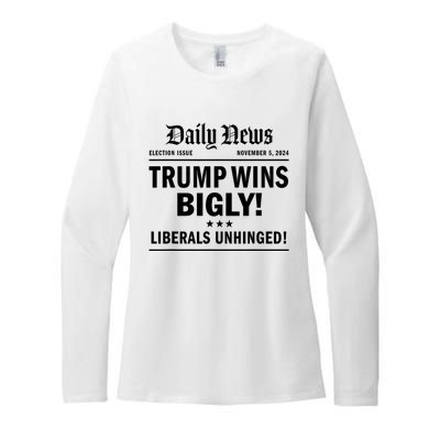 Trump Wins Bigly Headline Trump Wins 2024 Trump Victory Womens CVC Long Sleeve Shirt