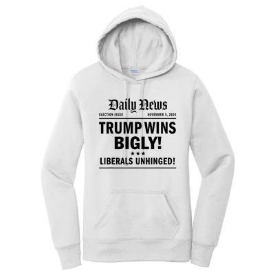 Trump Wins Bigly Headline Trump Wins 2024 Trump Victory Women's Pullover Hoodie