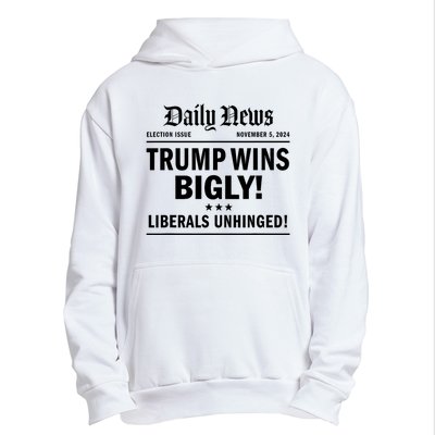 Trump Wins Bigly Headline Trump Wins 2024 Trump Victory Urban Pullover Hoodie