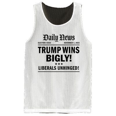 Trump Wins Bigly Headline Trump Wins 2024 Trump Victory Mesh Reversible Basketball Jersey Tank