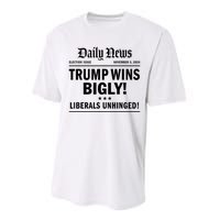 Trump Wins Bigly Headline Trump Wins 2024 Trump Victory Performance Sprint T-Shirt