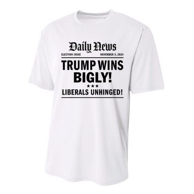 Trump Wins Bigly Headline Trump Wins 2024 Trump Victory Performance Sprint T-Shirt