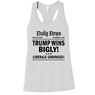 Trump Wins Bigly Headline Trump Wins 2024 Trump Victory Women's Racerback Tank