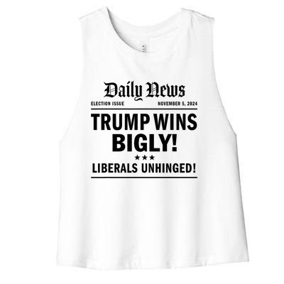 Trump Wins Bigly Headline Trump Wins 2024 Trump Victory Women's Racerback Cropped Tank