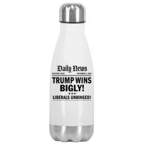 Trump Wins Bigly Headline Trump Wins 2024 Trump Victory Stainless Steel Insulated Water Bottle