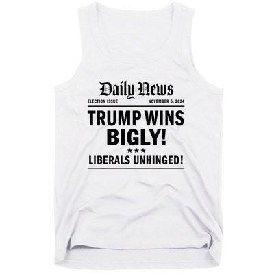 Trump Wins Bigly Headline Trump Wins 2024 Trump Victory Tank Top