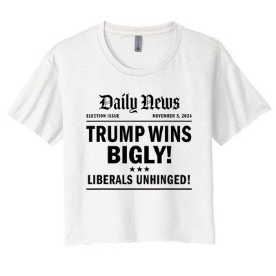 Trump Wins Bigly Headline Trump Wins 2024 Trump Victory Women's Crop Top Tee