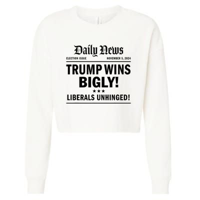 Trump Wins Bigly Headline Trump Wins 2024 Trump Victory Cropped Pullover Crew