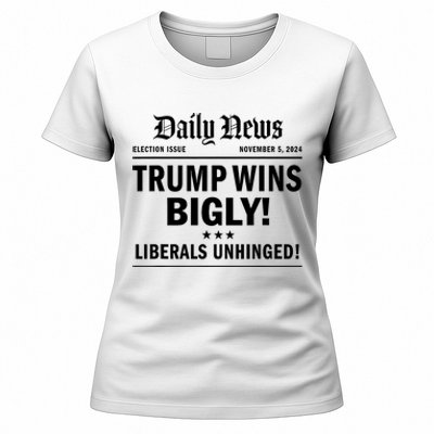 Trump Wins Bigly Headline Trump Wins 2024 Trump Victory Women's T-Shirt