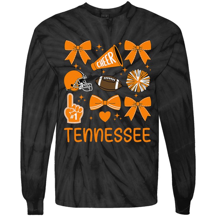 Tennessee Women Bow Orange For Tn Lovers Gift Tie-Dye Long Sleeve Shirt