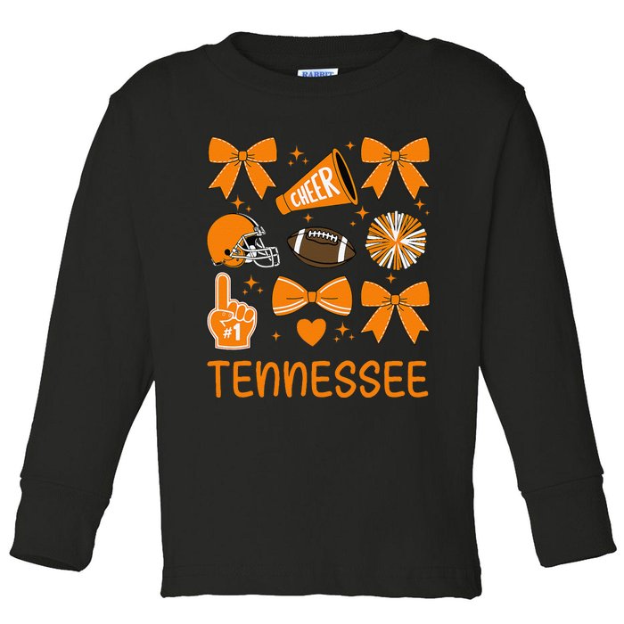 Tennessee Women Bow Orange For Tn Lovers Gift Toddler Long Sleeve Shirt