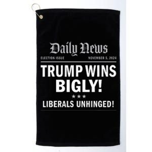 Trump Wins Bigly Headline Winner Trump 2024 Victory Platinum Collection Golf Towel