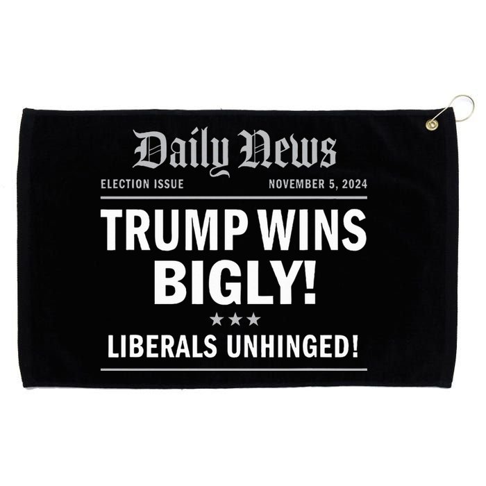 Trump Wins Bigly Headline Winner Trump 2024 Victory Grommeted Golf Towel