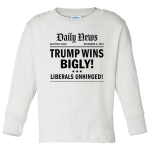 Trump Wins Bigly Headline Trump Wins 2024 Trump Victory Toddler Long Sleeve Shirt