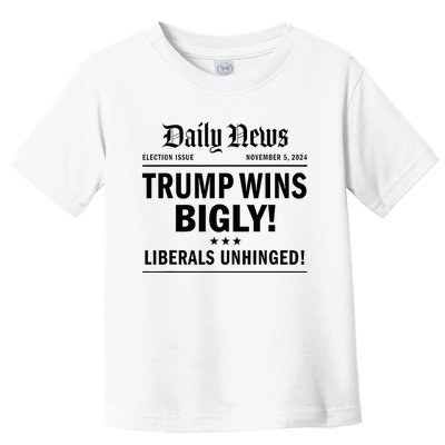 Trump Wins Bigly Headline Trump Wins 2024 Trump Victory Toddler T-Shirt