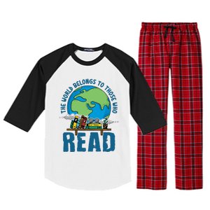 The World Belongs To Those Who Read Books Bookish Bookworm Gift Raglan Sleeve Pajama Set