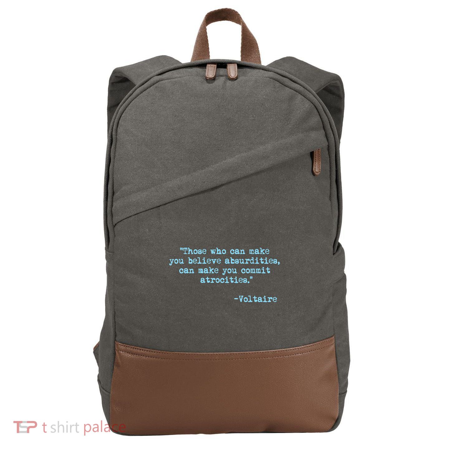 Those Who Can Make You Believe Absurdities... Voltaire Cotton Canvas Backpack