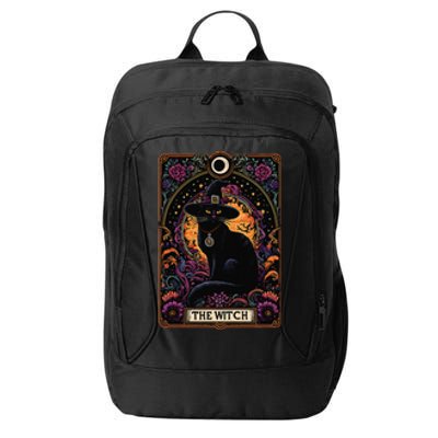 The Witch Cat Tarot Card Halloween Vintage Gothic City Backpack