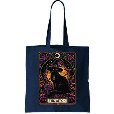 The Witch Cat Tarot Card Halloween Vintage Gothic Tote Bag