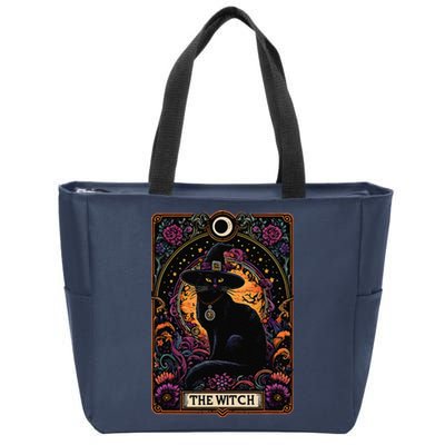 The Witch Cat Tarot Card Halloween Vintage Gothic Zip Tote Bag