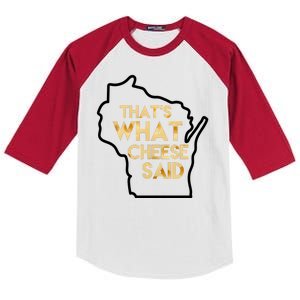 That's What Cheese Said Funny Wisconsin Kids Colorblock Raglan Jersey