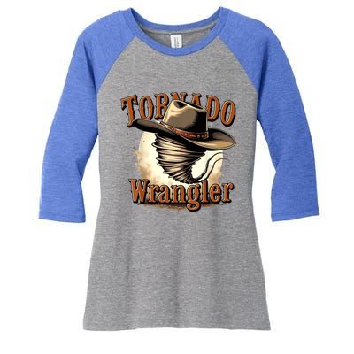 Tornado Wrangler Cowboy Wrangler Women's Tri-Blend 3/4-Sleeve Raglan Shirt