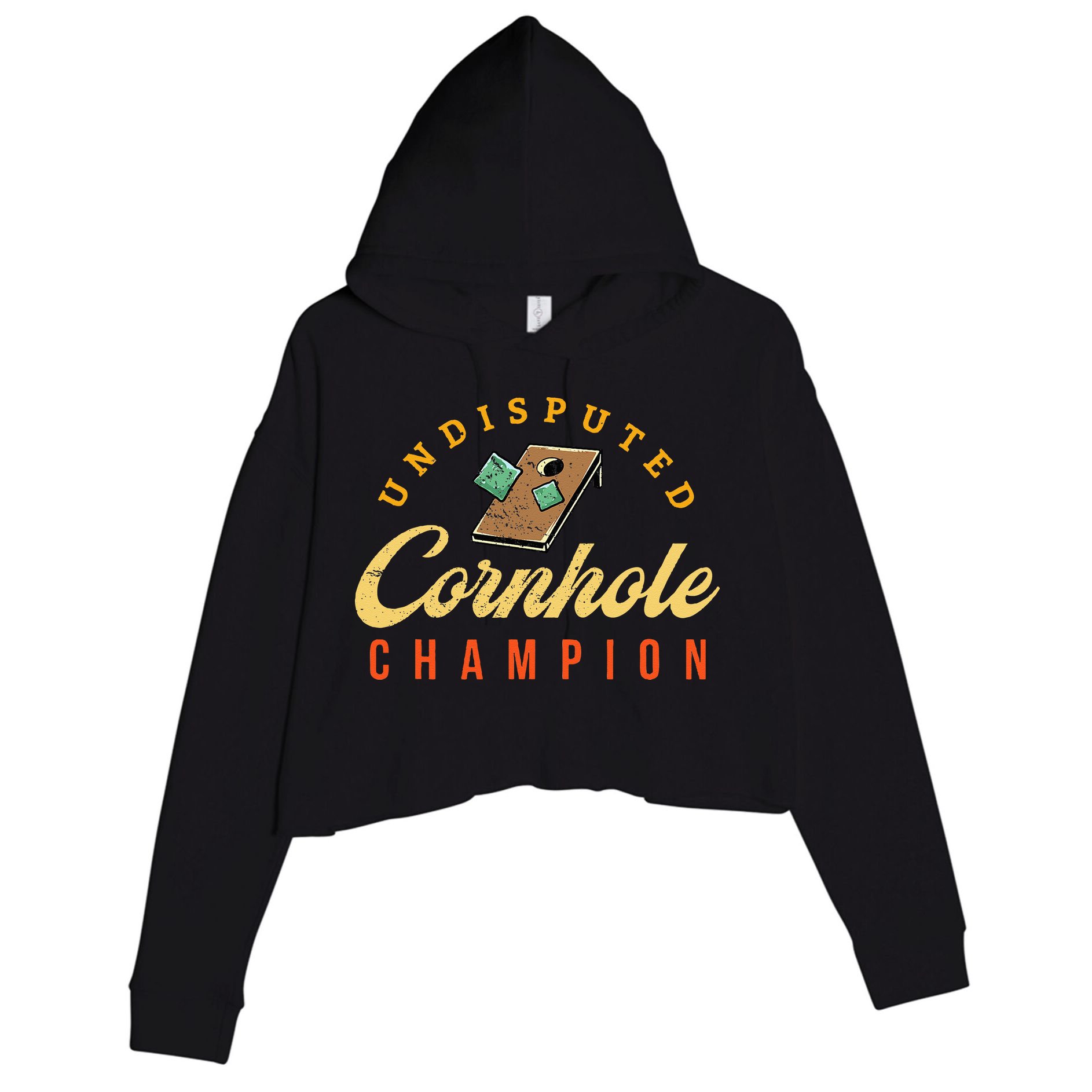 Tournament Win Cornhole Champion Corn Hole Champ Toss Game Crop Fleece Hoodie