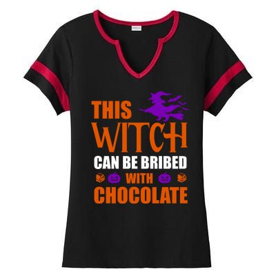 This Witch Can Be Bribed With Chocolate Ladies Halftime Notch Neck Tee