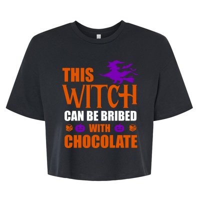 This Witch Can Be Bribed With Chocolate Bella+Canvas Jersey Crop Tee