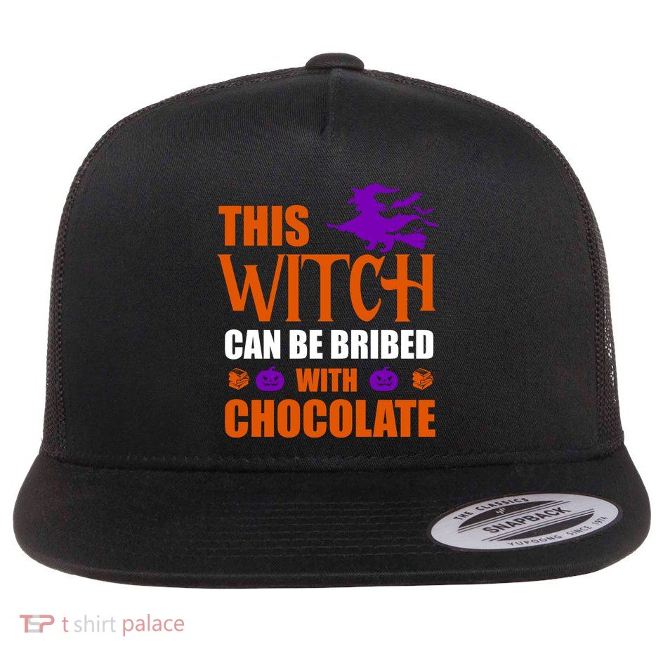 This Witch Can Be Bribed With Chocolate Flat Bill Trucker Hat