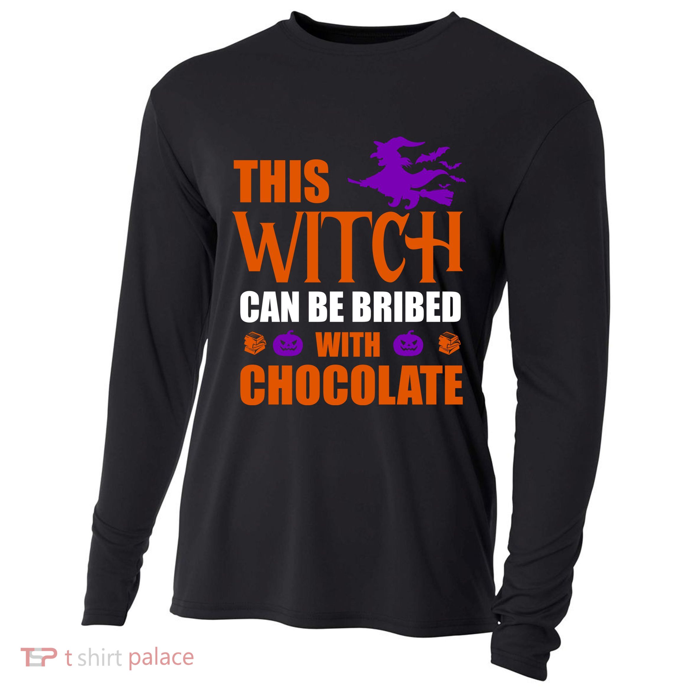 This Witch Can Be Bribed With Chocolate Cooling Performance Long Sleeve Crew