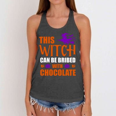 This Witch Can Be Bribed With Chocolate Women's Knotted Racerback Tank