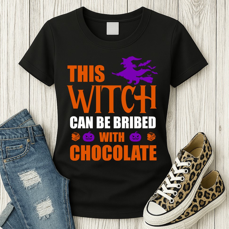 This Witch Can Be Bribed With Chocolate Womens T-Shirt
