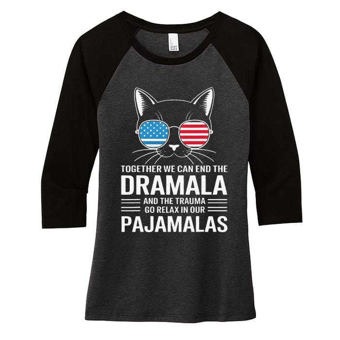 Together We Can End The Dramala And The Trauma And Go Relax Women's Tri-Blend 3/4-Sleeve Raglan Shirt