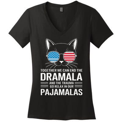 Together We Can End The Dramala And The Trauma And Go Relax Women's V-Neck T-Shirt