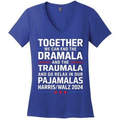 Together We Can End The Dramala And The Traumala Women's V-Neck T-Shirt