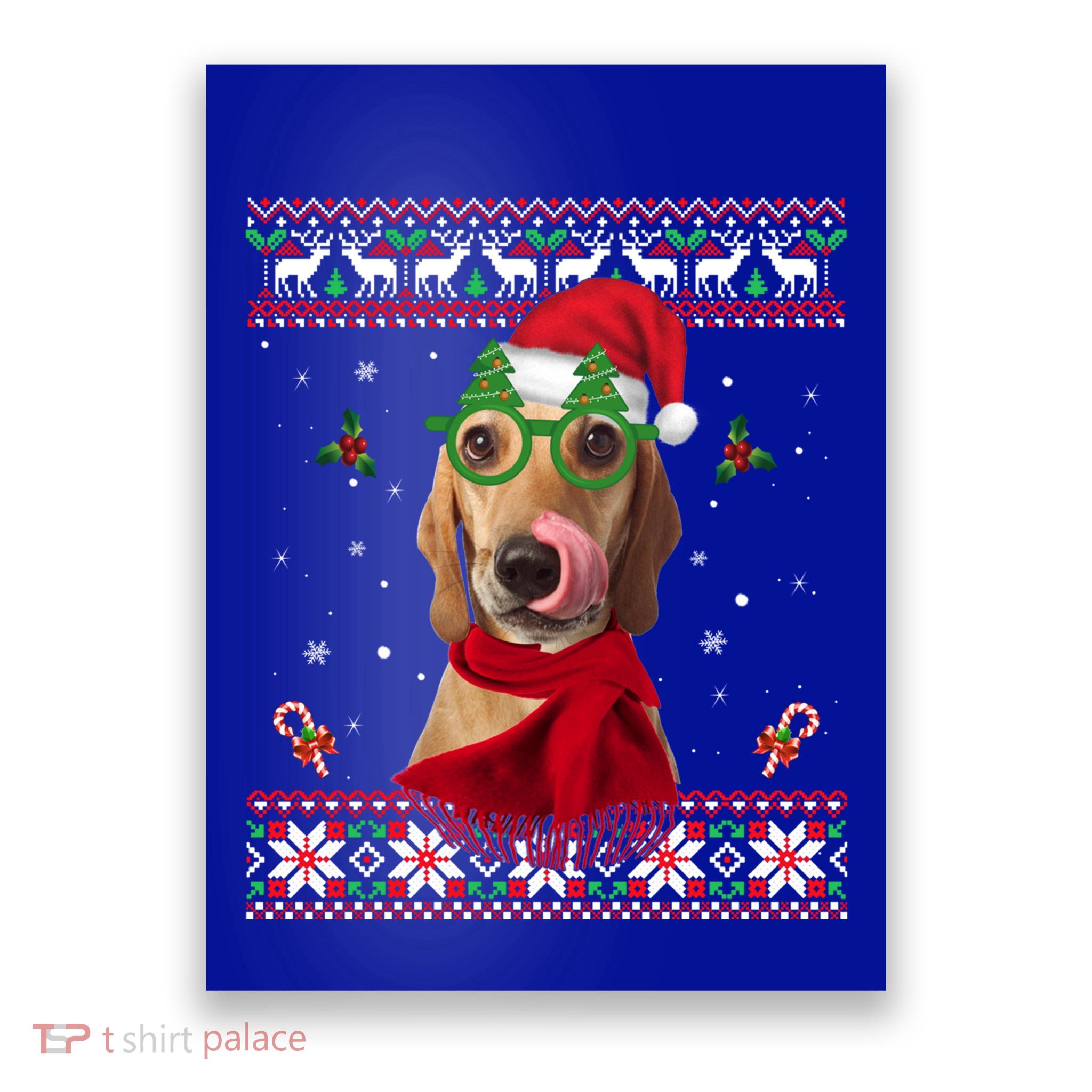 Treeing Walker Coonhound Dog Santa Hat Xmas Ugly Christmas Cute Gift Poster