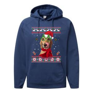 Treeing Walker Coonhound Dog Santa Hat Xmas Ugly Christmas Cute Gift Performance Fleece Hoodie