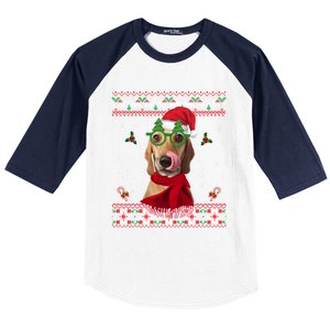 Treeing Walker Coonhound Dog Santa Hat Xmas Ugly Christmas Cute Gift Baseball Sleeve Shirt