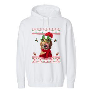 Treeing Walker Coonhound Dog Santa Hat Xmas Ugly Christmas Cute Gift Garment-Dyed Fleece Hoodie