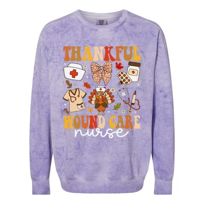 Thankful Wound Care Nurse Thanksgiving Fall Autumn Nurse Colorblast Crewneck Sweatshirt