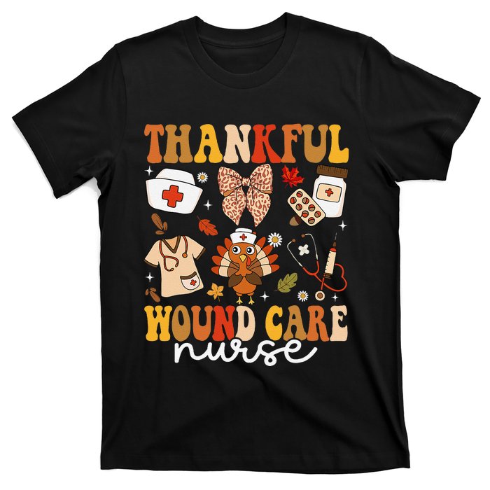 Thankful Wound Care Nurse Thanksgiving Fall Autumn Nurse T-Shirt