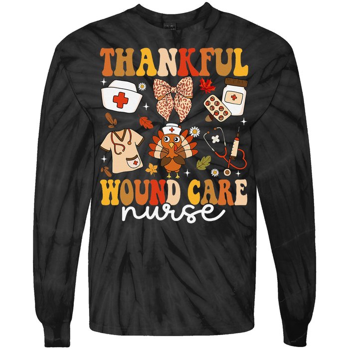 Thankful Wound Care Nurse Thanksgiving Fall Autumn Nurse Tie-Dye Long Sleeve Shirt