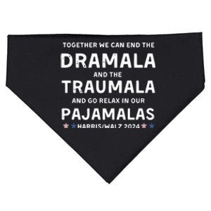 Together We Can End The Dramala And The Traumala Harris Walz  USA-Made Doggie Bandana