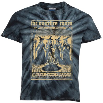 The Witches Coven Witchcraft 1720 Woodcut Imagery Kids Tie-Dye T-Shirt