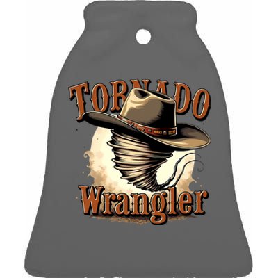 Tornado Wrangler Cowboy Wrangler Ceramic Bell Ornament